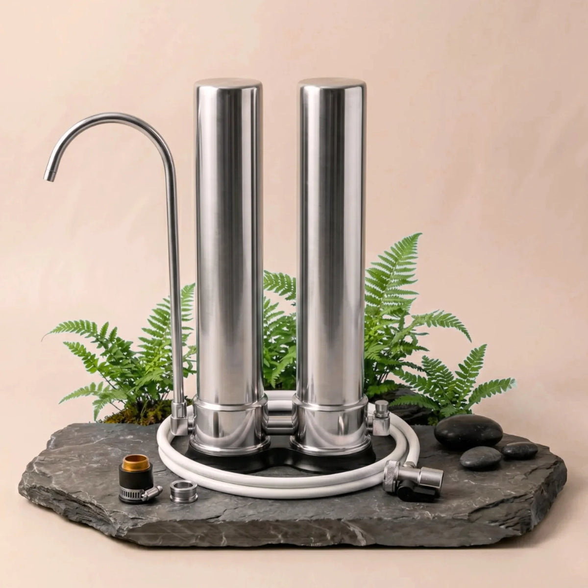 The Clear Spiral Water Filtration System on Stone